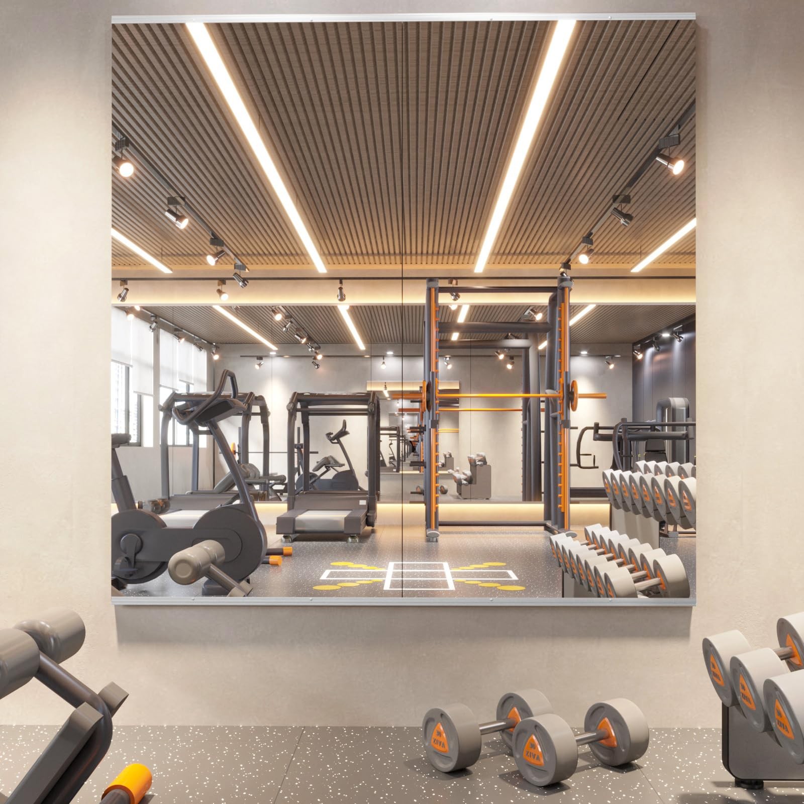 Home Gym Mirror, 56X16 Inch(Each)-2Pack Large Frameless Tempered Glass Full B...