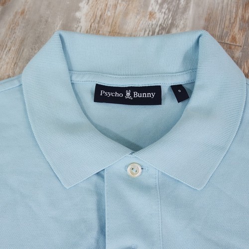 Psycho Bunny Mens Polo Shirt Size 5 Stretch Blue Pique - Picture 8 of 9