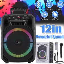 12in LED Bluetooth Party Speaker Portable Wireless Sound System with Mic, Remote
