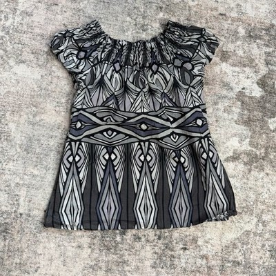 Express Geometric Blouse Short Sleeve Size S Casual Aztec peasant cotton
