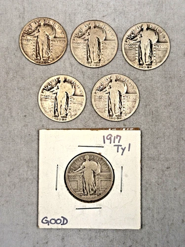 6 SCARCE DATE 90% SILVER STANDING LIBERTY QUARTERS PARTIAL ROLL