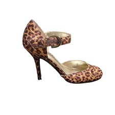 Jessica Simpson Haza Animal Leopard Print High Heel Ankle Strap Shoes Size 6.5
