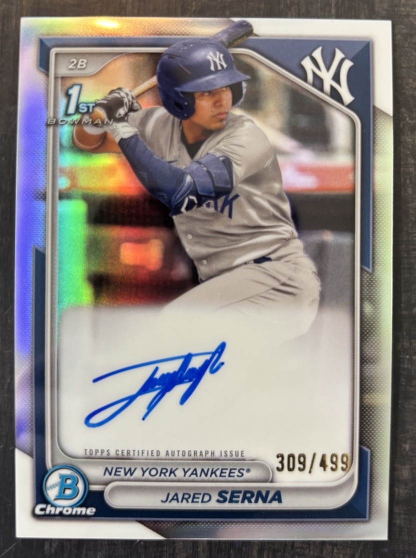 2024 1st Bowman Chrome Refractor /499 JARED SERNA Auto New York Yankees #CPA-JS