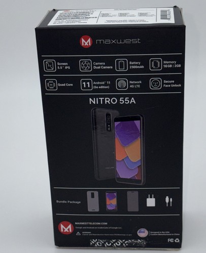Cell Phone Maxwest Nitro 55A-16gb Black Ck Carrier Or Use Paid Minutes - Photo 4 sur 5
