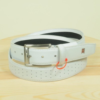 Nike Tiger Woods G Flex Golf Belt Mens 40 White Genuine Leather Perforated