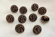 5PC Antiqued Bronze Vintage Style Rose Metal Buttons Shank Buttons 10mm