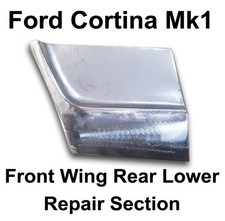 Ford Cortina Mk1 Front Wing Rear Lower Repair Section, left or right