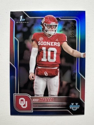 2025 Bowman U Chrome /150 John Mateer BLUE REFRACTOR #1 Oklahoma