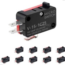 10Pcs Lead Limit Switch SPDT 1NO 1NC Snap Action Micro Switch V-15-1C25
