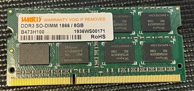 Waris DDR3 8GB 1866 SO-DIMM RAM Modules Untested B473H100 192WS01161
