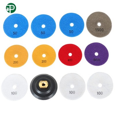 12PCS Diamond Polishing Pads Wet Dry 4'' Set Kit For Concrete Marble Granite US