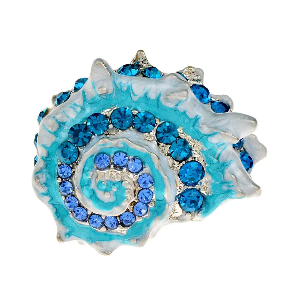 Vintage Rhinestone Sea Shell Brooch Enamel Ocean Summer Pin Beach Gift ...