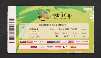 TICKET AFC Asien Cup Katar 2011 Australien - Bahrain # Match 22 # 312