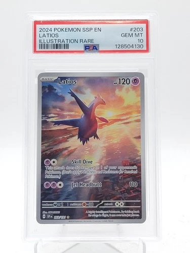 LATIOS 2024 POKEMON SURGING SPARKS ILLUSTRATION RARE #203 PSA 10 Q0895