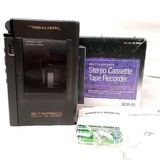 Realistic SCR-51 Stereo Cassette Tape Recorder Player Speaker Tested Working