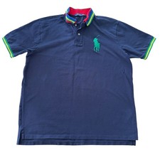 Polo Ralph Lauren Big Pony Pique Golf Shirt Navy Big Tall 2XLT Colorful Collar