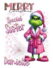 Grinch SISTER Any Title/Name Christmas Personalised Diamond Glitter Card