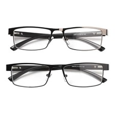 4 PK Mens Rectangular Blue Light Blocking Reading Glasses Spring Hinge Readers