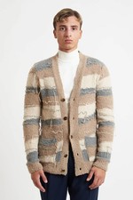 prime homme Cardigan Uomo con 5 Bottoni e Riga Orizzontale Effetto Sfilato MA132