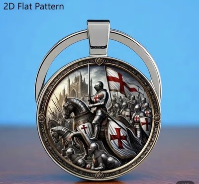 Schlüsselanhänger St George & England Tempelritter schönes Stück Schlüsselanhänger KOSTENLOSER VERSAND...