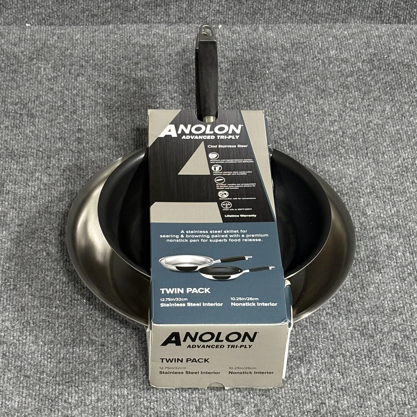Anolon Advanced Tri-Ply Skillet Set 12.75in Stainless, 10.25in Nonstick Pans