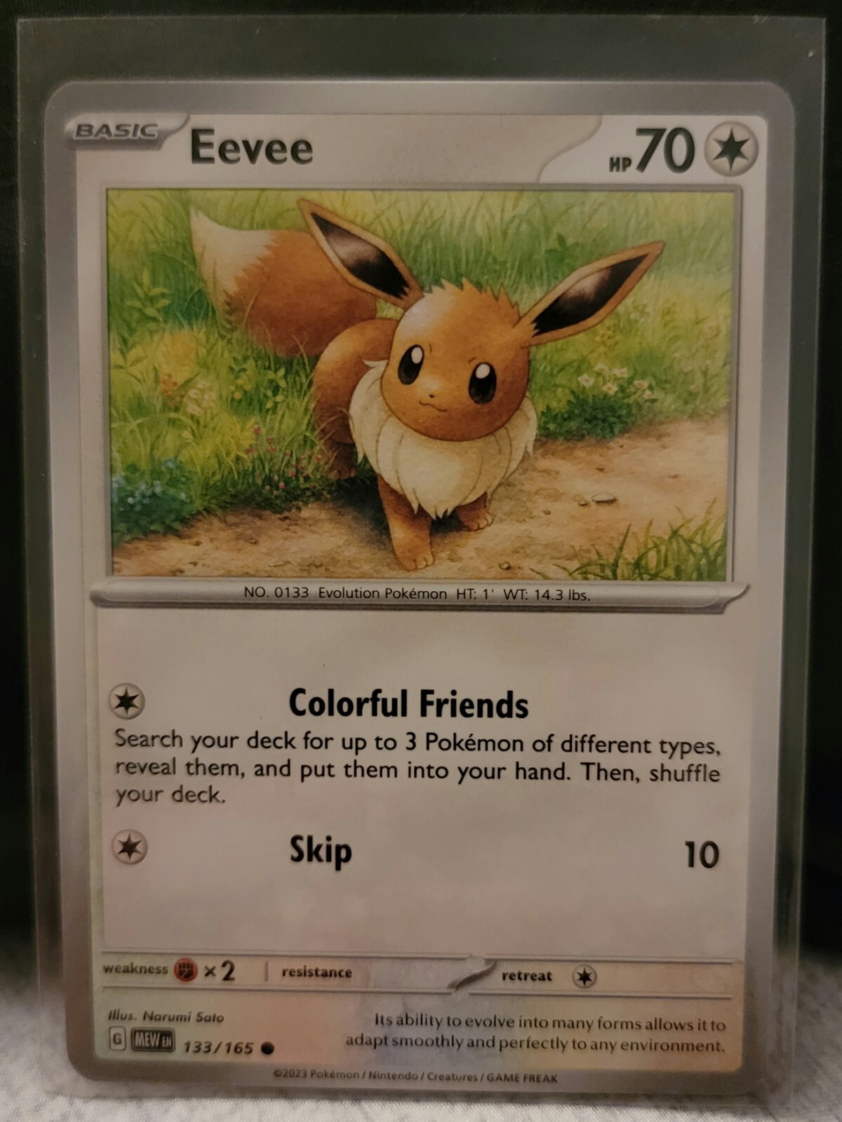 Pokemon TCG Card Eevee 133/165 Scarlet & Violet 151 Common NM
