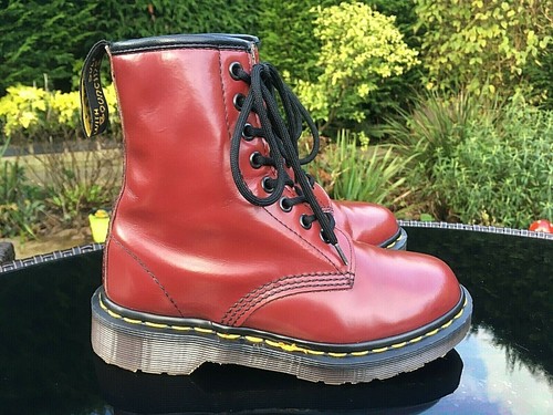 Dr. Martens Vintage 1460 cherry red smooth leather boots UK 3 EU 36 England made - Picture 5 of 12