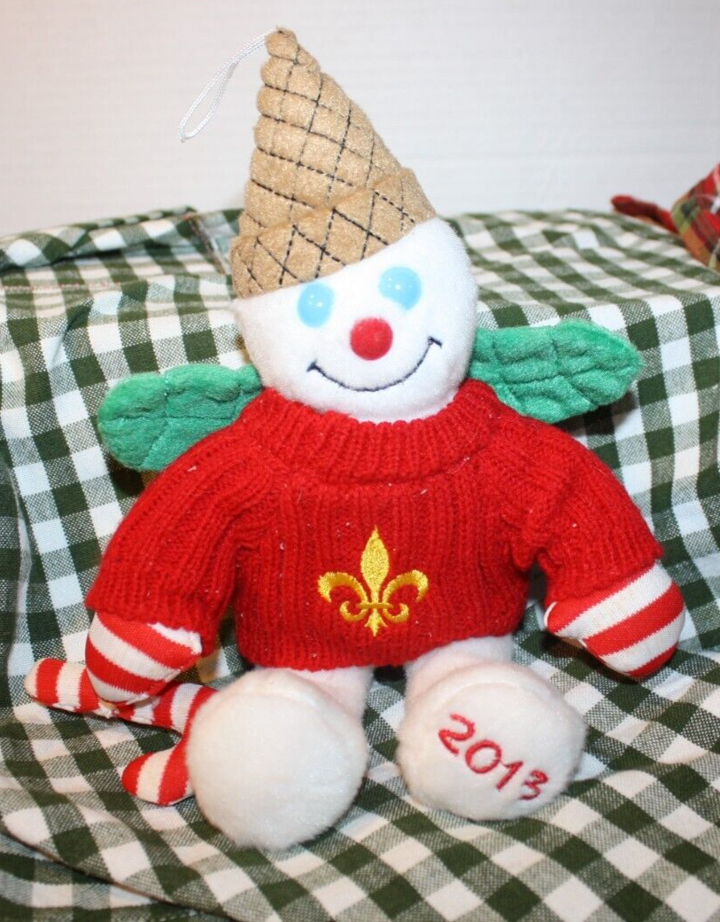 2013 MR BINGLE SNOWMAN PLUSH 11” NEW ORLEANS FLEUR DE LIS SWEATER