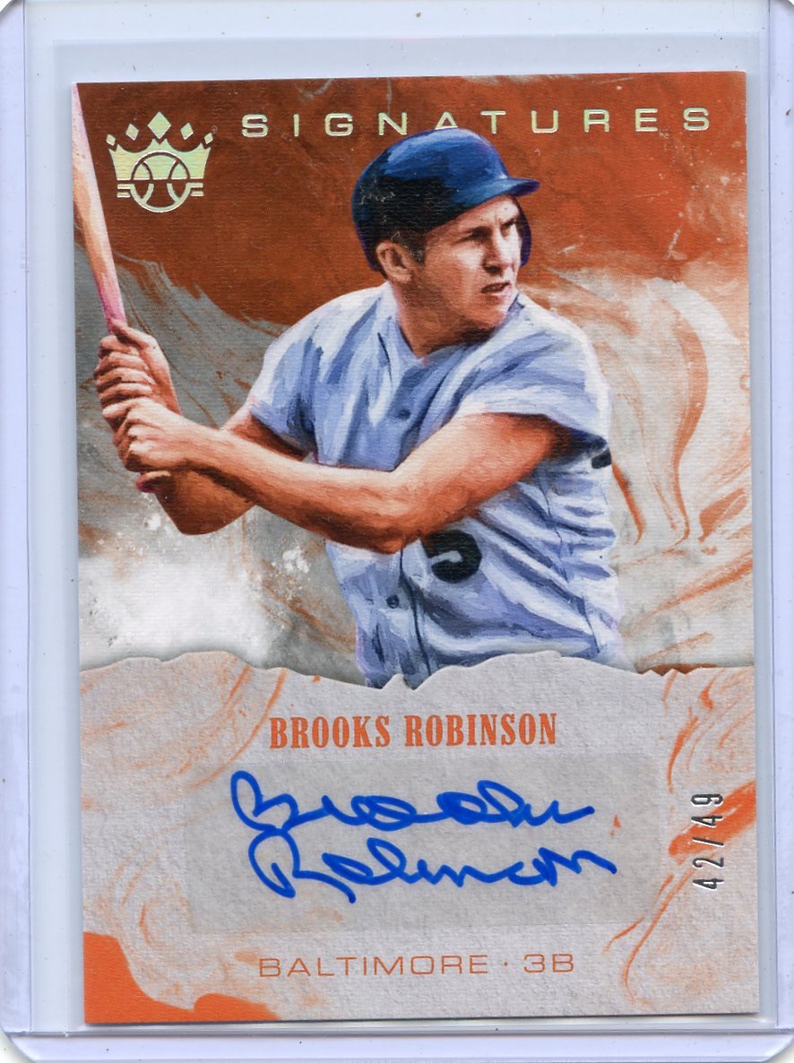 Brooks Robinson #S-BR Baseball Cards 2018 Panini Diamond Kings Signatures trading card — raw and PSA graded price guide
