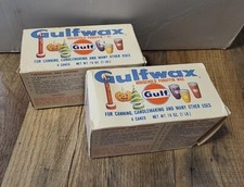 Vintage 2 Boxes Gulf Wax 1 LB Household Paraffin Wax for Canning Candle Making