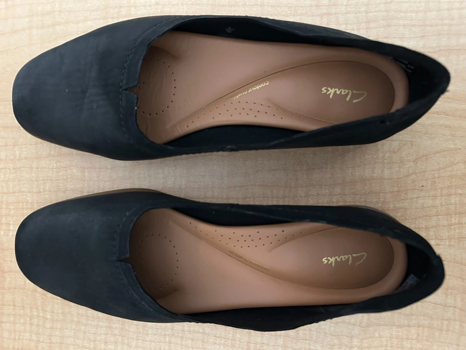 Clarks scarpe basse casual slip on in pelle nera donna taglia US 10M