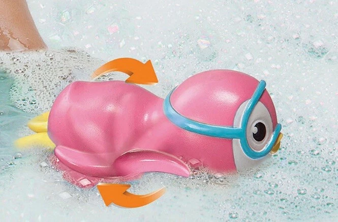 Munchkin Wind Up Swimming Penguin Toddler Bath Toy Pink - Image 2 of 4