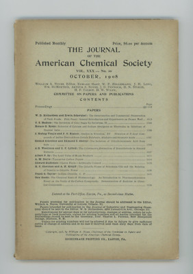 Rare 1908 The JOURNAL of the AMERICAN CHEMICAL SOCIETY Mag Ads Science Antique