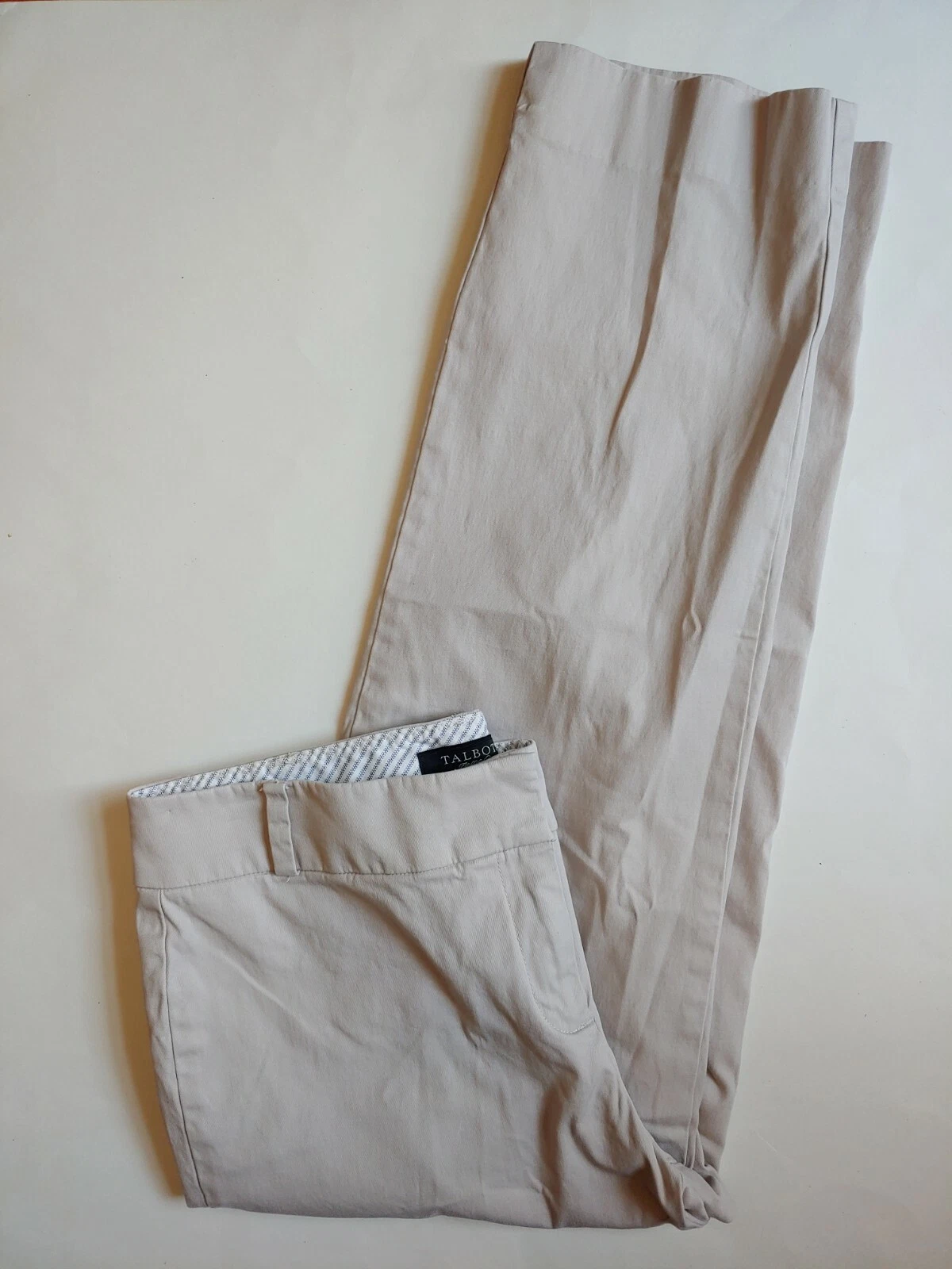 Talbots Signature Cropped Capri Pants Womens Size 4 Beige Cotton Stretch
