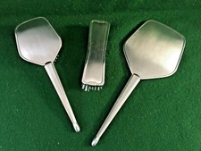 VINTAGE SILVER COLOUR ART DECO STYLE 3 PIECE DRESSING TABLE VANITY SET