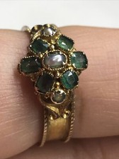 Antique 15K Georgian Emerald   Ring Size 9