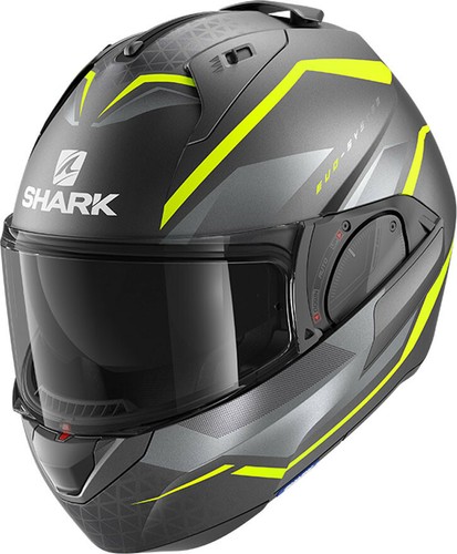 Casco Moto Shark Evo Es Yari antracite giallo modulare mentoniera  ribaltabile | eBay