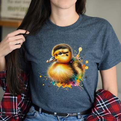 Artistic Duckling Color Splash Unisex T-shirt baby duck Black Navy Dark Heather