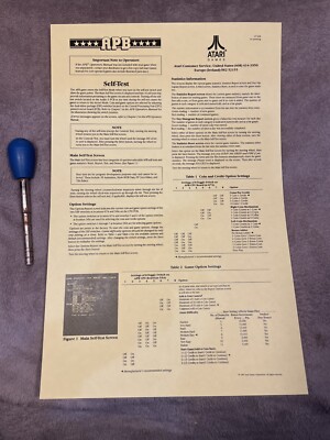ATARI APB Upright Arcade Back Door Sheet New. ST-308 1st Printing