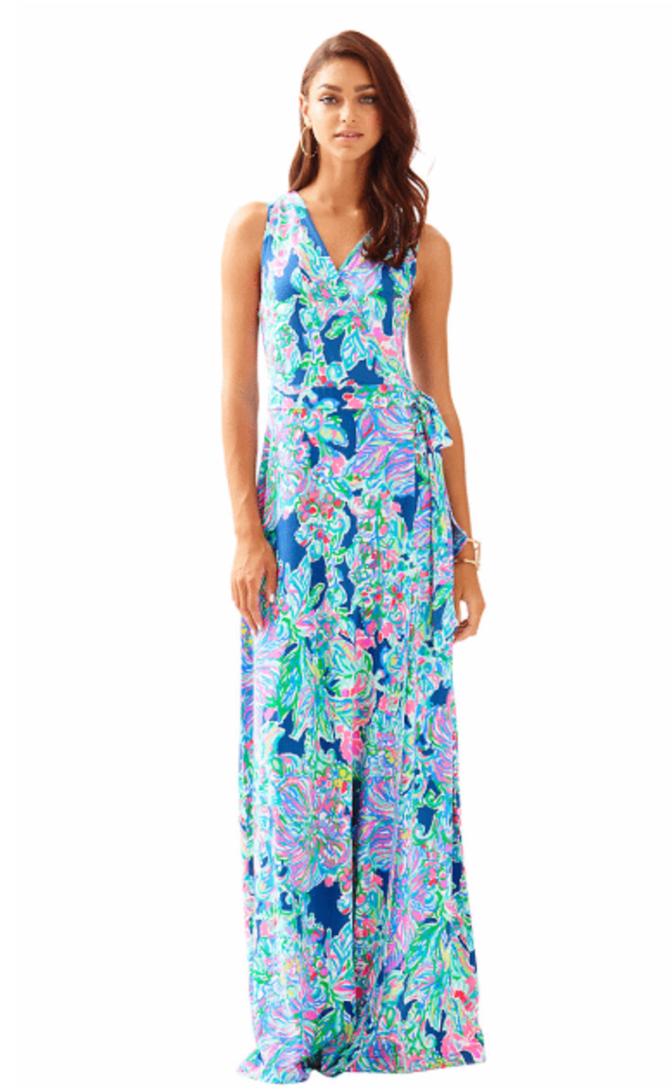 lilly pulitzer delfina maxi dress Lilly Pulitzer Womans XS Delfina Long Wrap Maxi Dress