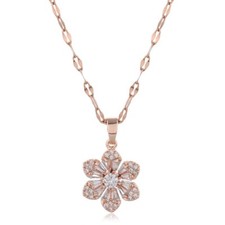 CZ Rose Gold Plated Flower Necklace