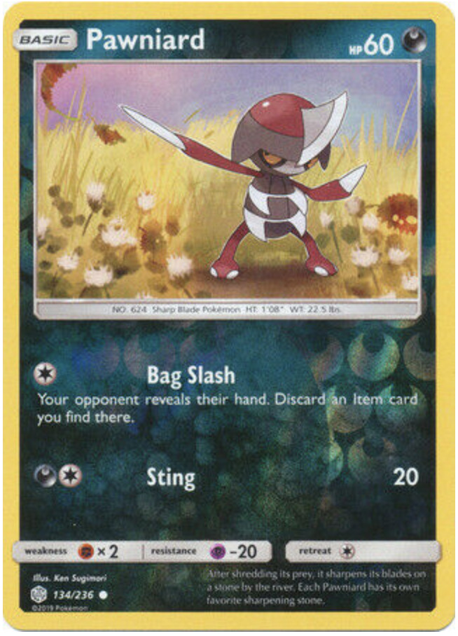 Pokemon - Cosmic Eclipse - Pawniard - 134/236 - Reverse Holo - NM/M - New