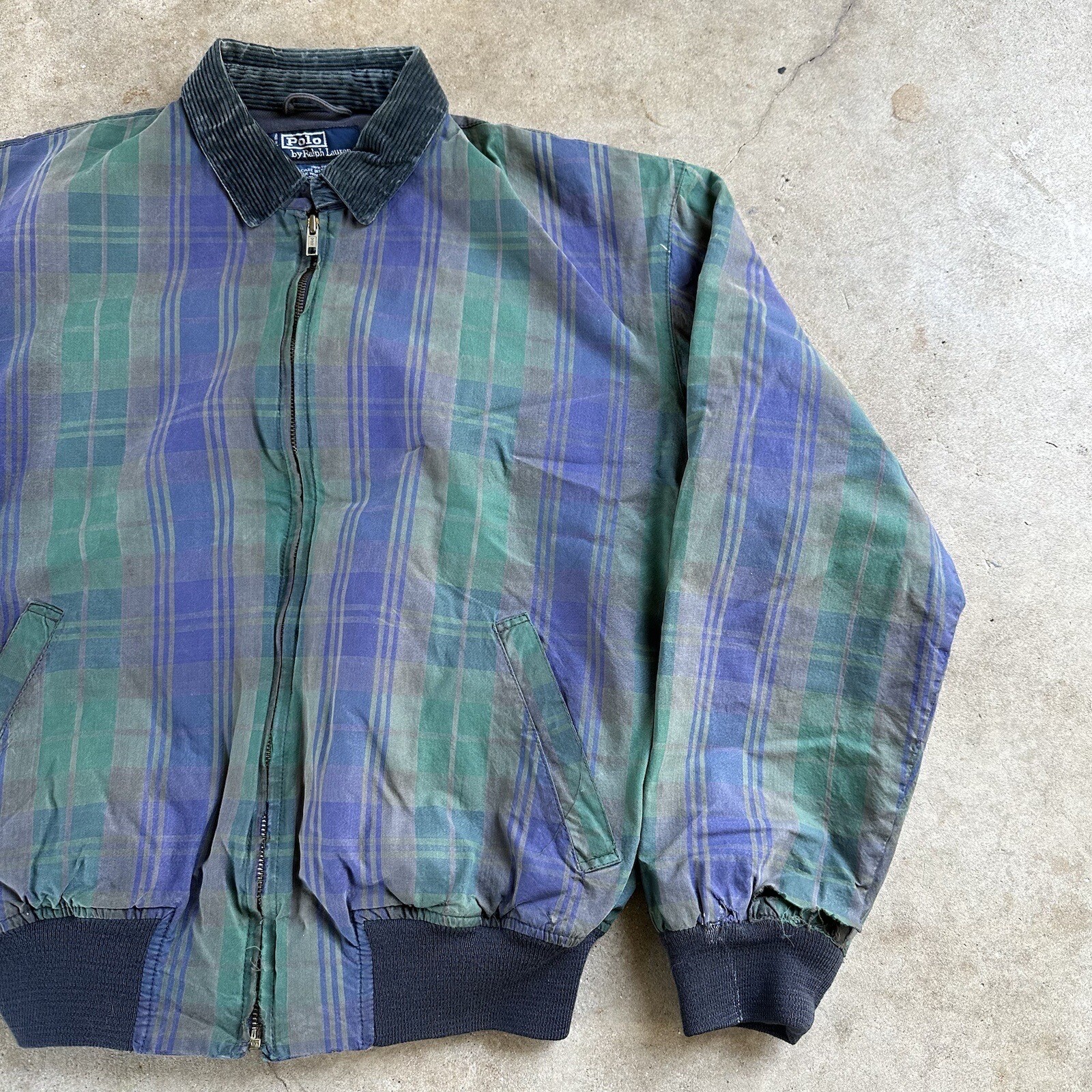 VTG Polo Ralph Lauren Small Wax Oilcloth Blackwatch Tartan Bomber Jacket Plaid eBay