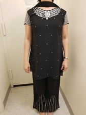 Salwar Suit in Black with Rhinestones Medium