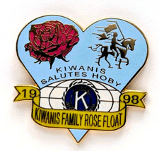 1998 Kiwanis HOBY Rose Parade Float Pin Horse Heart Enamel Souvenir VTG