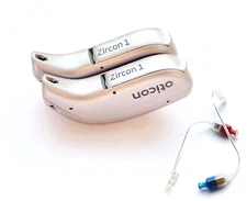 Used, Pair of Oticon Zircon 1 miniRITE T  + Pair of  Speakers    -   USA Shiping
