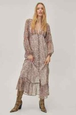 Nasty Gal Womens Paisley Plunge Midaxi Smock Dress UK 6 Runs Large NWT RRP £55