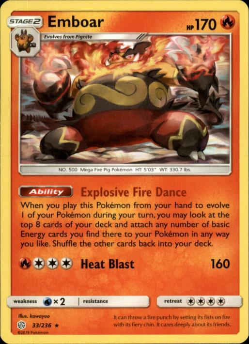 2x (SM12-033) Emboar Rare Pokemon Cosmic Eclipse Card # 33