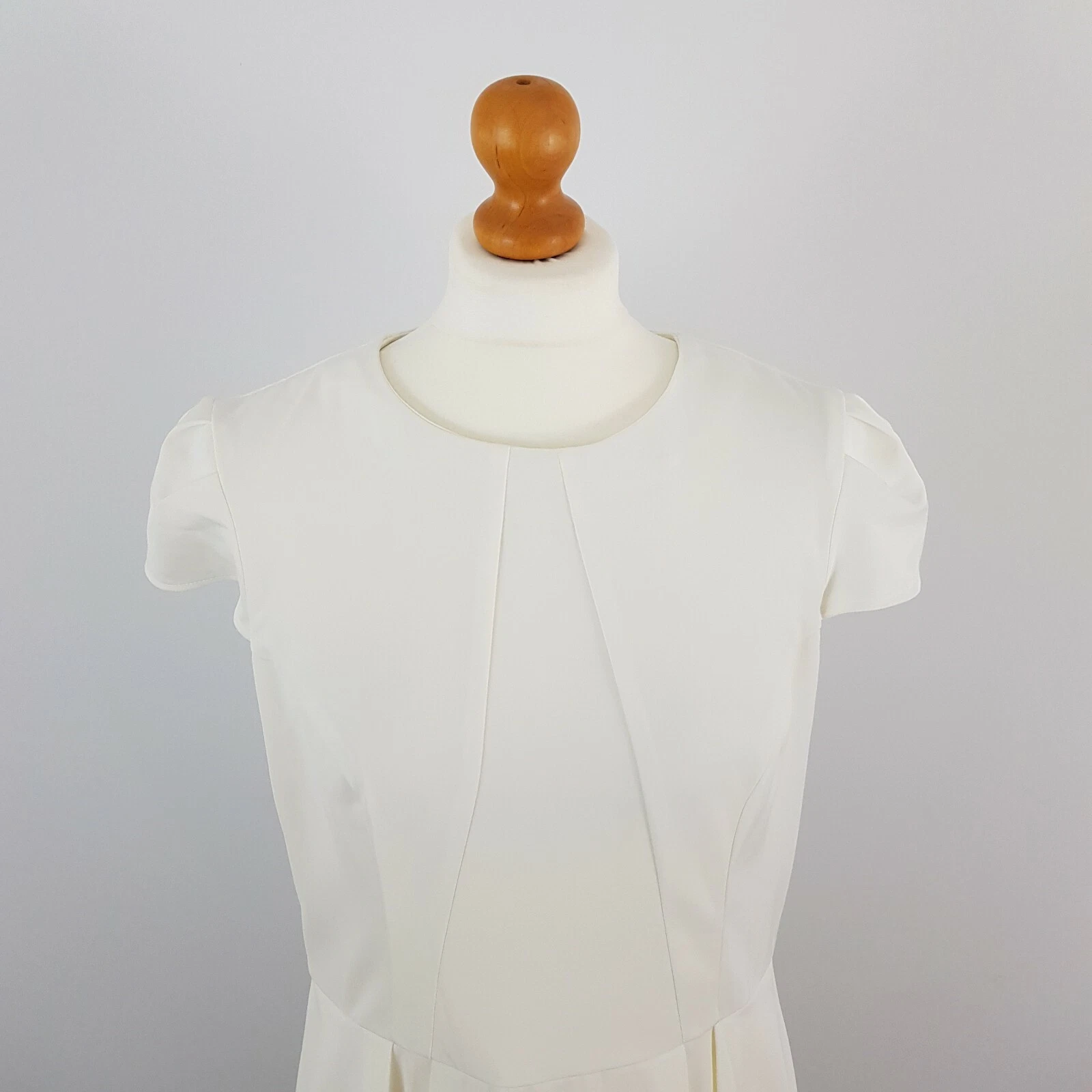 OFF WHITE Abito formale fluttuante Topshop donna bianco sporco con pannelli manica ad aletta linea A UK 14