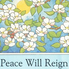 "Peace Will Reign" Religious Scripture Bible God Flowers Ephemera Postcard